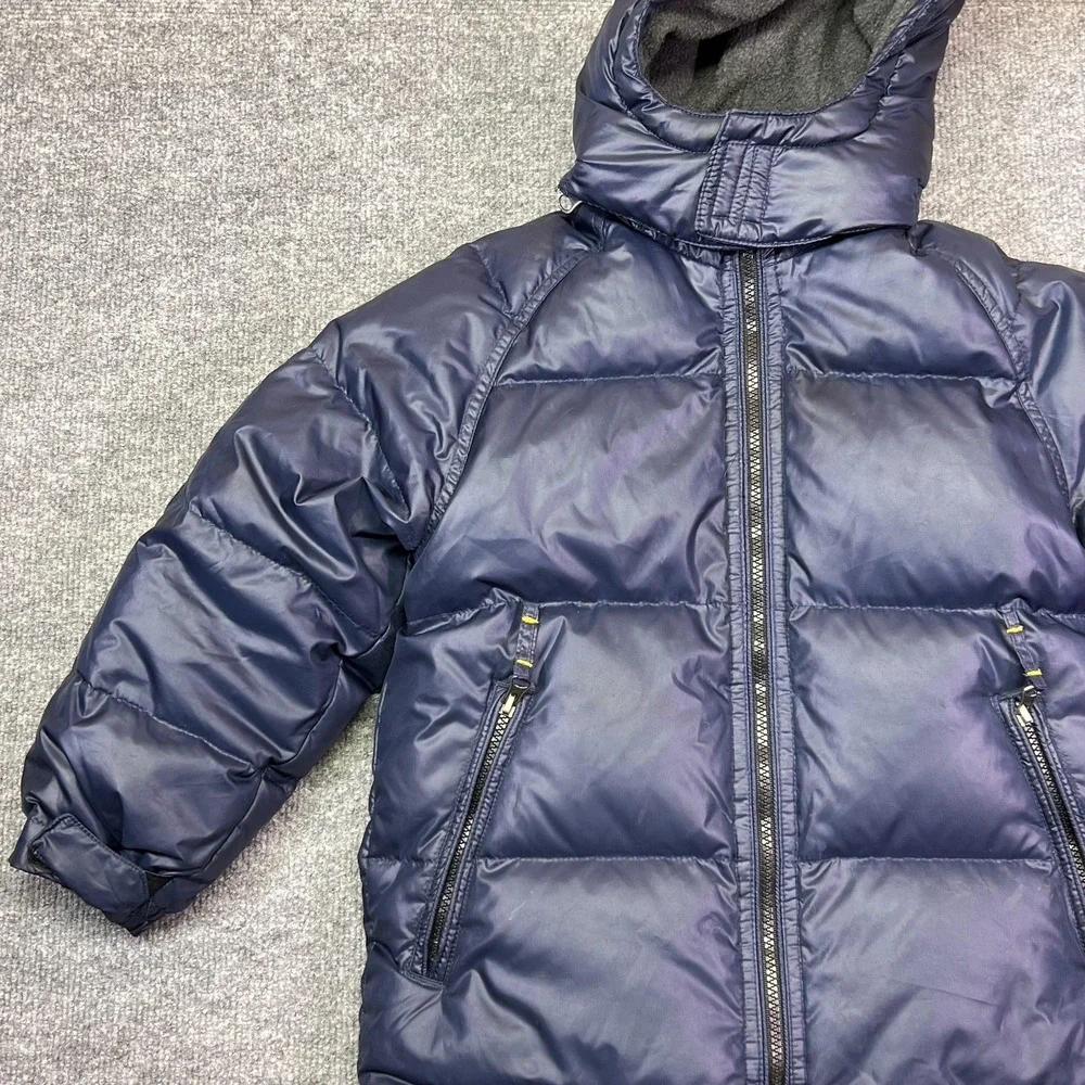 Gap Down Puffer Jacket Kids S (6-7) Blue Hooded Fleece Lined Winter Type G86